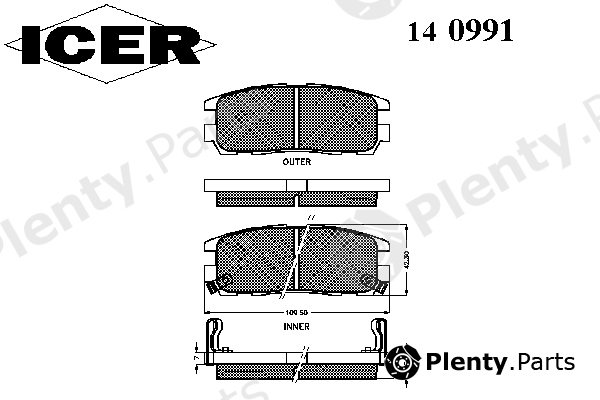  ICER part 140991 Brake Pad Set, disc brake