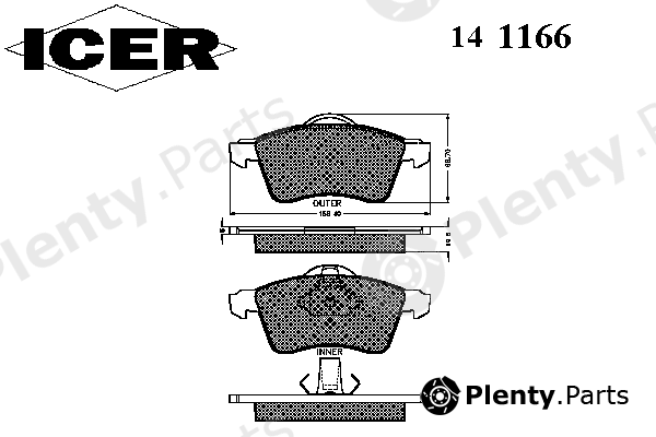  ICER part 141166 Brake Pad Set, disc brake