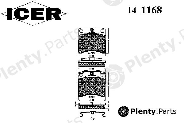  ICER part 141168 Brake Pad Set, disc brake