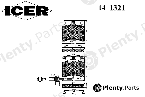  ICER part 141321 Brake Pad Set, disc brake