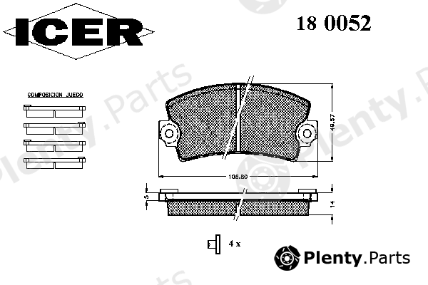  ICER part 180052 Brake Pad Set, disc brake