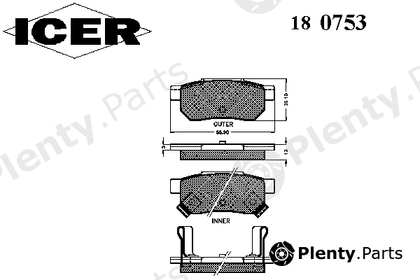  ICER part 180753 Brake Pad Set, disc brake