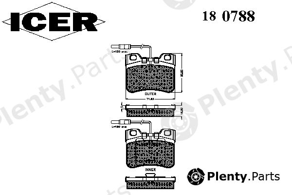  ICER part 180788 Brake Pad Set, disc brake
