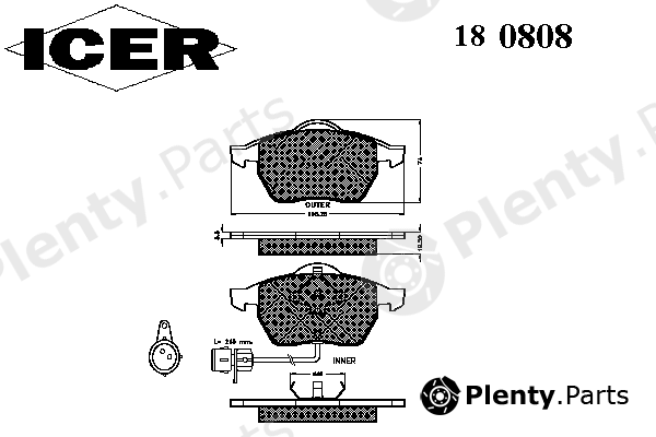  ICER part 180808 Brake Pad Set, disc brake
