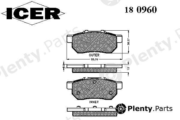  ICER part 180960 Brake Pad Set, disc brake