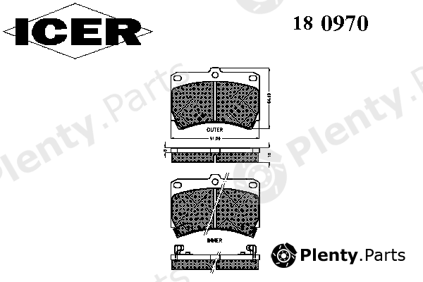  ICER part 180970 Brake Pad Set, disc brake