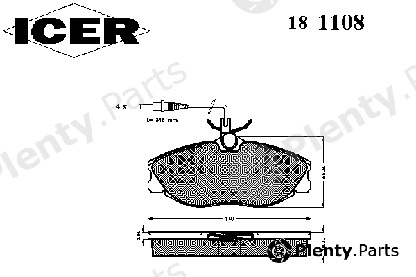  ICER part 181108 Brake Pad Set, disc brake