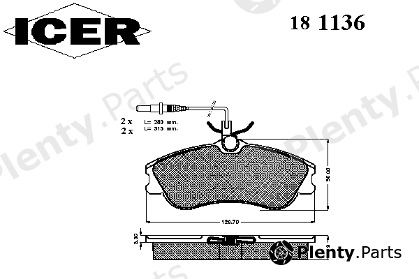 ICER part 181136 Brake Pad Set, disc brake