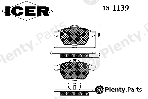  ICER part 181139 Brake Pad Set, disc brake