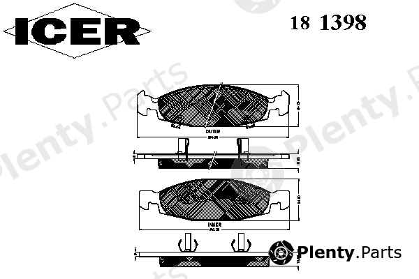  ICER part 181398 Brake Pad Set, disc brake