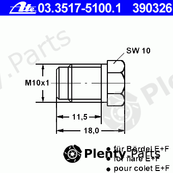  ATE part 03.3517-5100.1 (03351751001) Threaded Plug, brake master cylinder