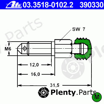  ATE part 03.3518-0102.2 (03351801022) Breather Screw / Valve