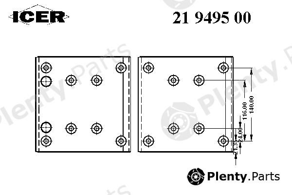  ICER part 21949500 Brake Lining Kit, drum brake