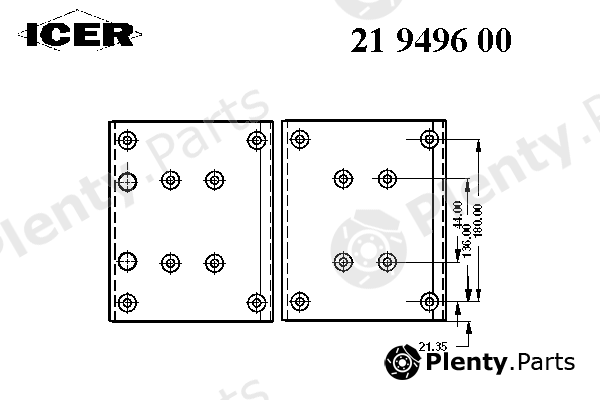  ICER part 21949600 Brake Lining Kit, drum brake