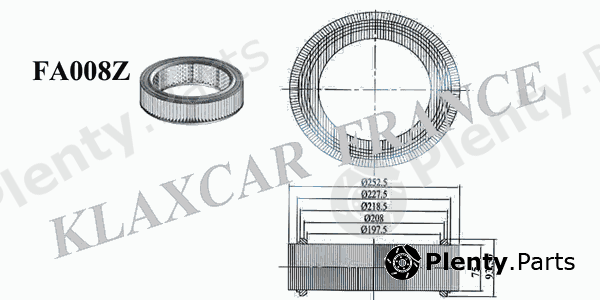  KLAXCAR FRANCE part FA008z (FA008Z) Air Filter