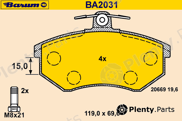  BARUM part BA2031 Brake Pad Set, disc brake