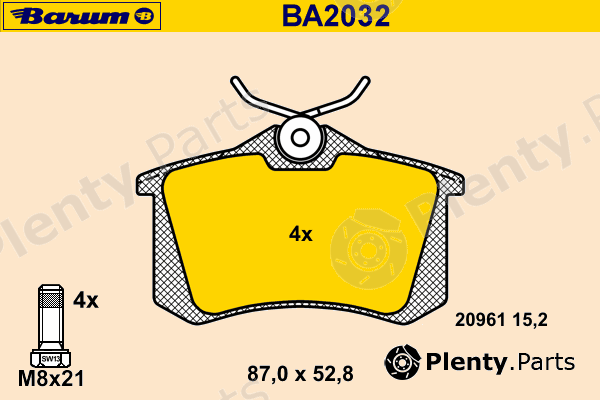  BARUM part BA2032 Brake Pad Set, disc brake