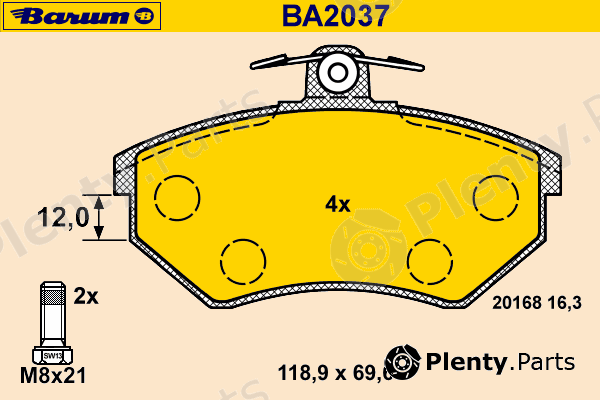  BARUM part BA2037 Brake Pad Set, disc brake