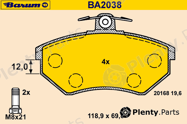  BARUM part BA2038 Brake Pad Set, disc brake