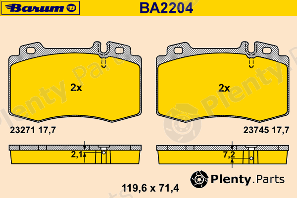  BARUM part BA2204 Brake Pad Set, disc brake