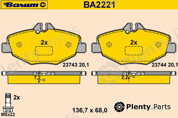  BARUM part BA2221 Brake Pad Set, disc brake