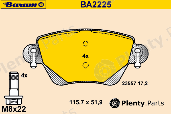 BARUM part BA2225 Brake Pad Set, disc brake