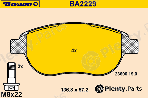  BARUM part BA2229 Brake Pad Set, disc brake