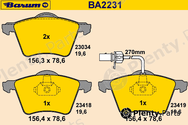 BARUM part BA2231 Brake Pad Set, disc brake