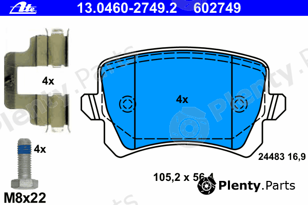  ATE part 13.0460-2749.2 (13046027492) Brake Pad Set, disc brake