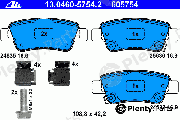  ATE part 13.0460-5754.2 (13046057542) Brake Pad Set, disc brake