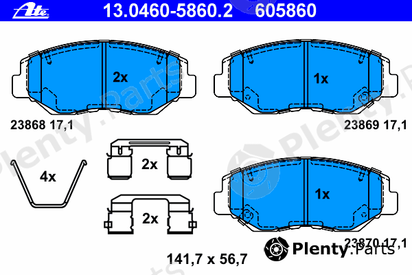  ATE part 13.0460-5860.2 (13046058602) Brake Pad Set, disc brake