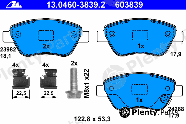  ATE part 13.0460-3839.2 (13046038392) Brake Pad Set, disc brake