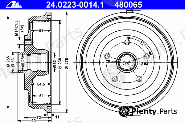  ATE part 24.0223-0014.1 (24022300141) Brake Drum