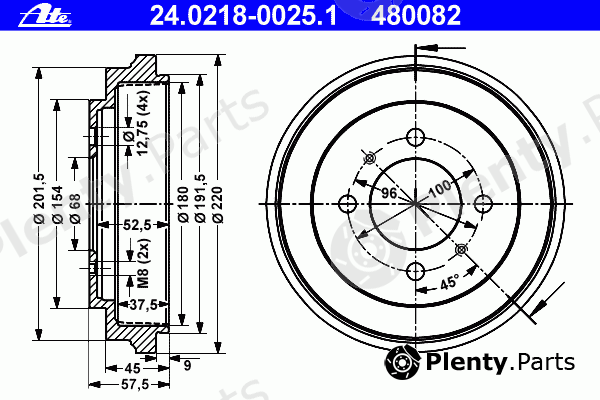  ATE part 24.0218-0025.1 (24021800251) Brake Drum