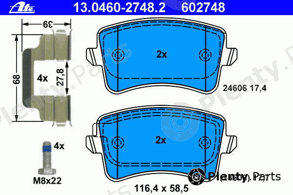  ATE part 13.0460-2748.2 (13046027482) Brake Pad Set, disc brake