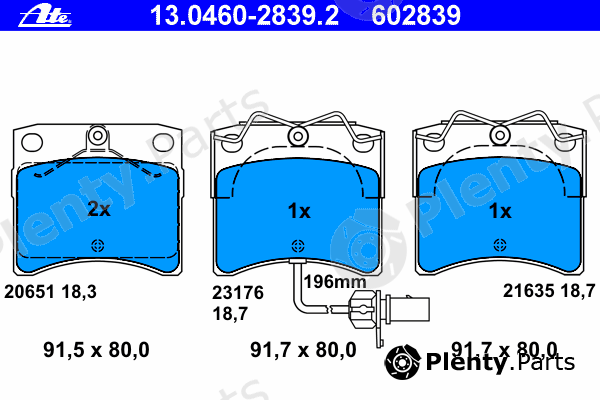  ATE part 13.0460-2839.2 (13046028392) Brake Pad Set, disc brake