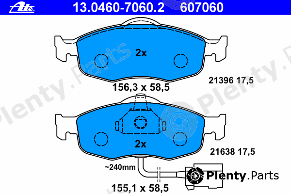  ATE part 13.0460-7060.2 (13046070602) Brake Pad Set, disc brake