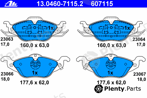 Ate Part 13.0460-7115.2 (13046071152) Brake Pad Set, Disc Brake 