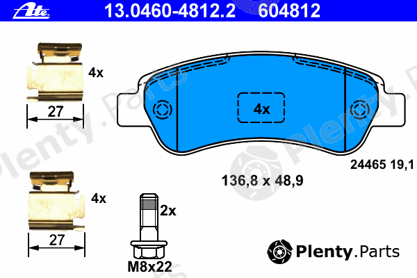  ATE part 13.0460-4812.2 (13046048122) Brake Pad Set, disc brake