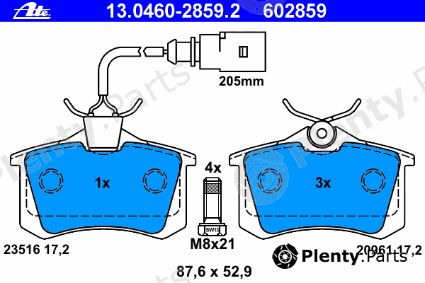  ATE part 13.0460-2859.2 (13046028592) Brake Pad Set, disc brake