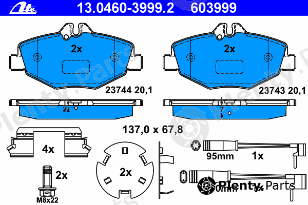  ATE part 13.0460-3999.2 (13046039992) Brake Pad Set, disc brake