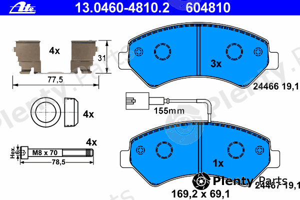  ATE part 13.0460-4810.2 (13046048102) Brake Pad Set, disc brake
