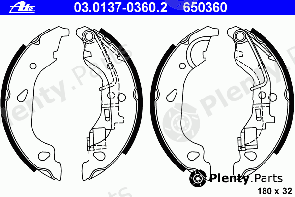  ATE part 03.0137-0360.2 (03013703602) Brake Shoe Set