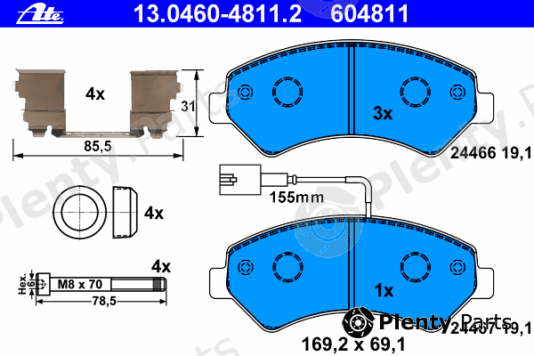  ATE part 13.0460-4811.2 (13046048112) Brake Pad Set, disc brake