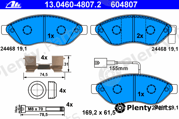  ATE part 13.0460-4807.2 (13046048072) Brake Pad Set, disc brake