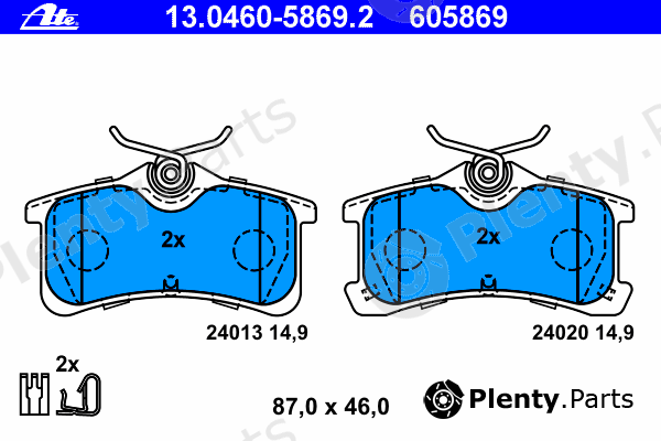  ATE part 13.0460-5869.2 (13046058692) Brake Pad Set, disc brake