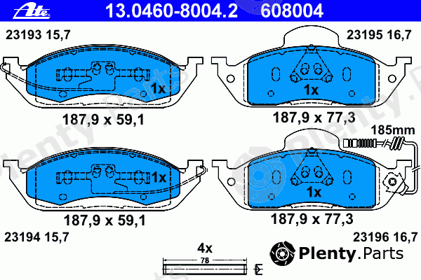  ATE part 13.0460-8004.2 (13046080042) Brake Pad Set, disc brake