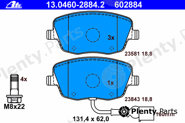  ATE part 13.0460-2884.2 (13046028842) Brake Pad Set, disc brake