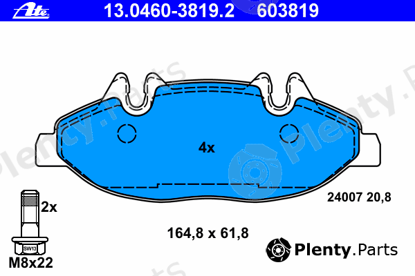  ATE part 13.0460-3819.2 (13046038192) Brake Pad Set, disc brake