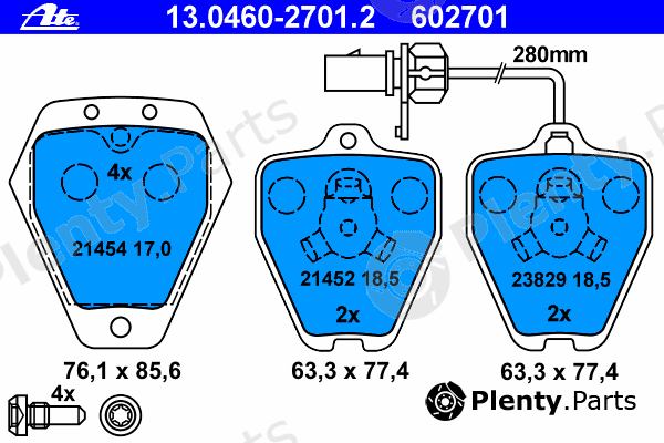  ATE part 13.0460-2701.2 (13046027012) Brake Pad Set, disc brake
